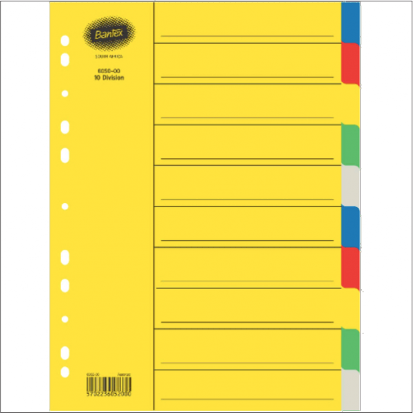 bantex-a4-divider-10-divisions-manilla-5-colours